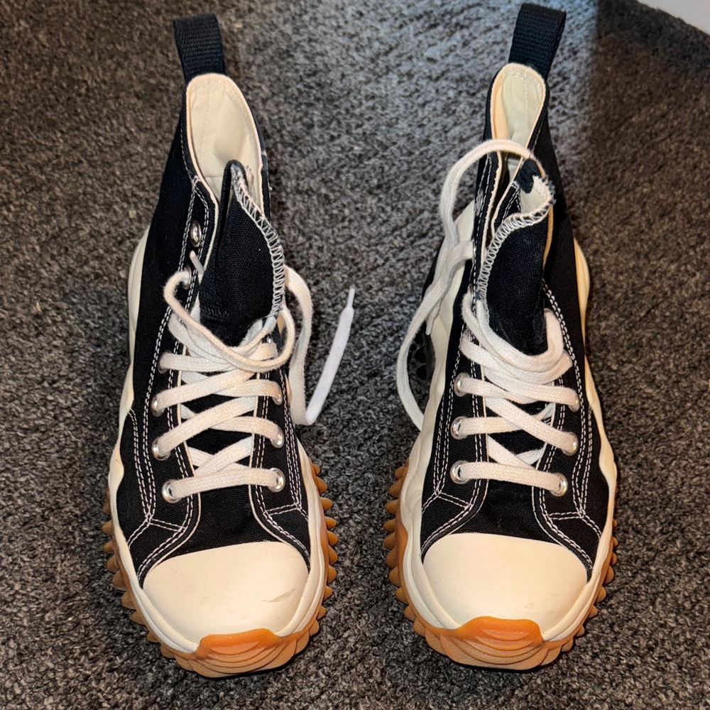 Converse Black and White High-Tops with Orange Accents